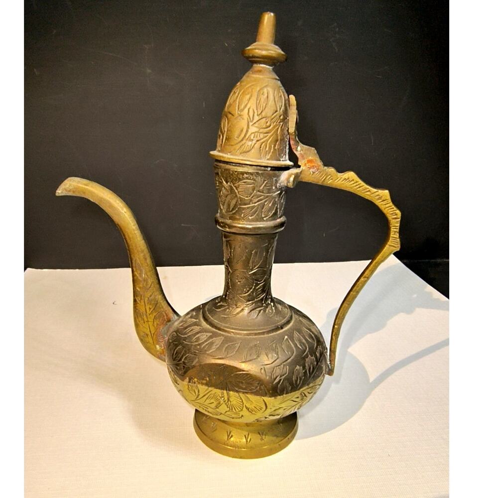 1579. Mini Brass Tea Pot Ewer Intricate Engraving